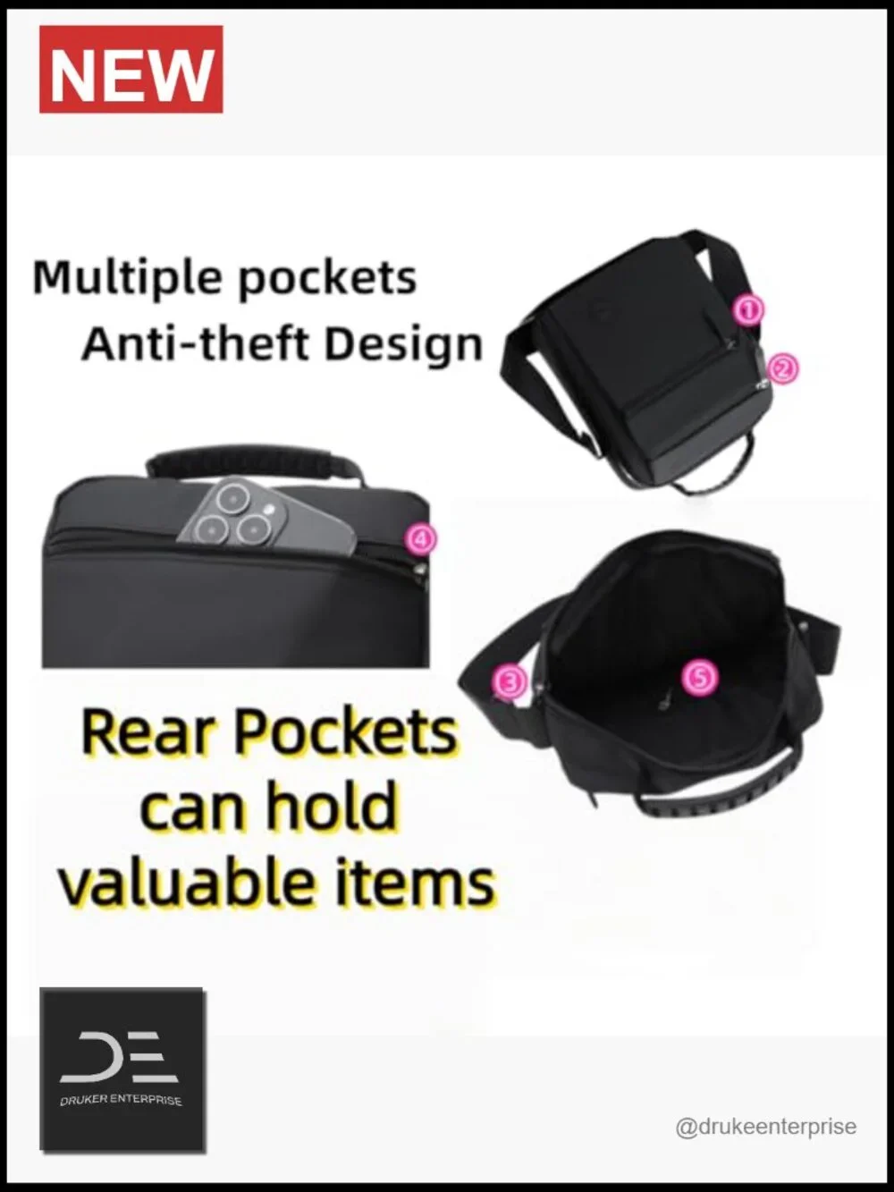 Anti Theft Crossbody Sling Bag with Adjustable Strap Water Resistant